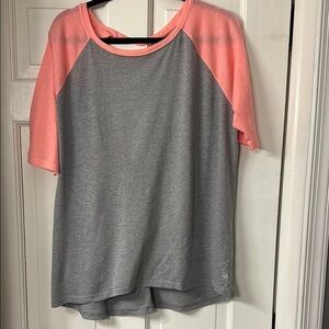 Victoria’s Secret Sport Gray and Coral Raglan Tee